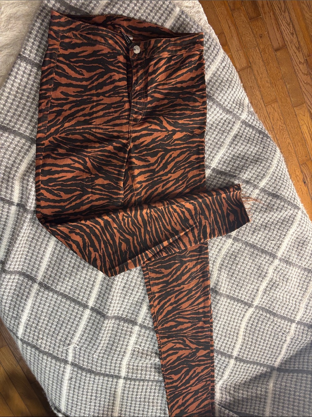 Divided Skinny Pants in Brown and Black Tiger Stripe